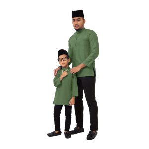 🔸D022K - KURTA SLIM FIT COTTON OLIVE GREEN (BAJU SAHAJA)