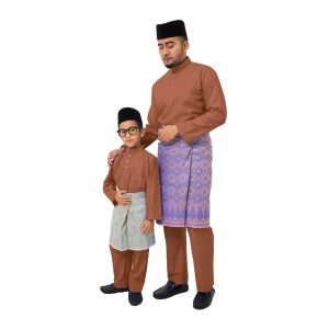 🔸C022BM - BAJU MELAYU SLIM FIT COTTON RICH BROWN (SEPASANG)