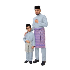 🔸C024BM - BAJU MELAYU SLIM FIT COTTON GREY (SEPASANG)